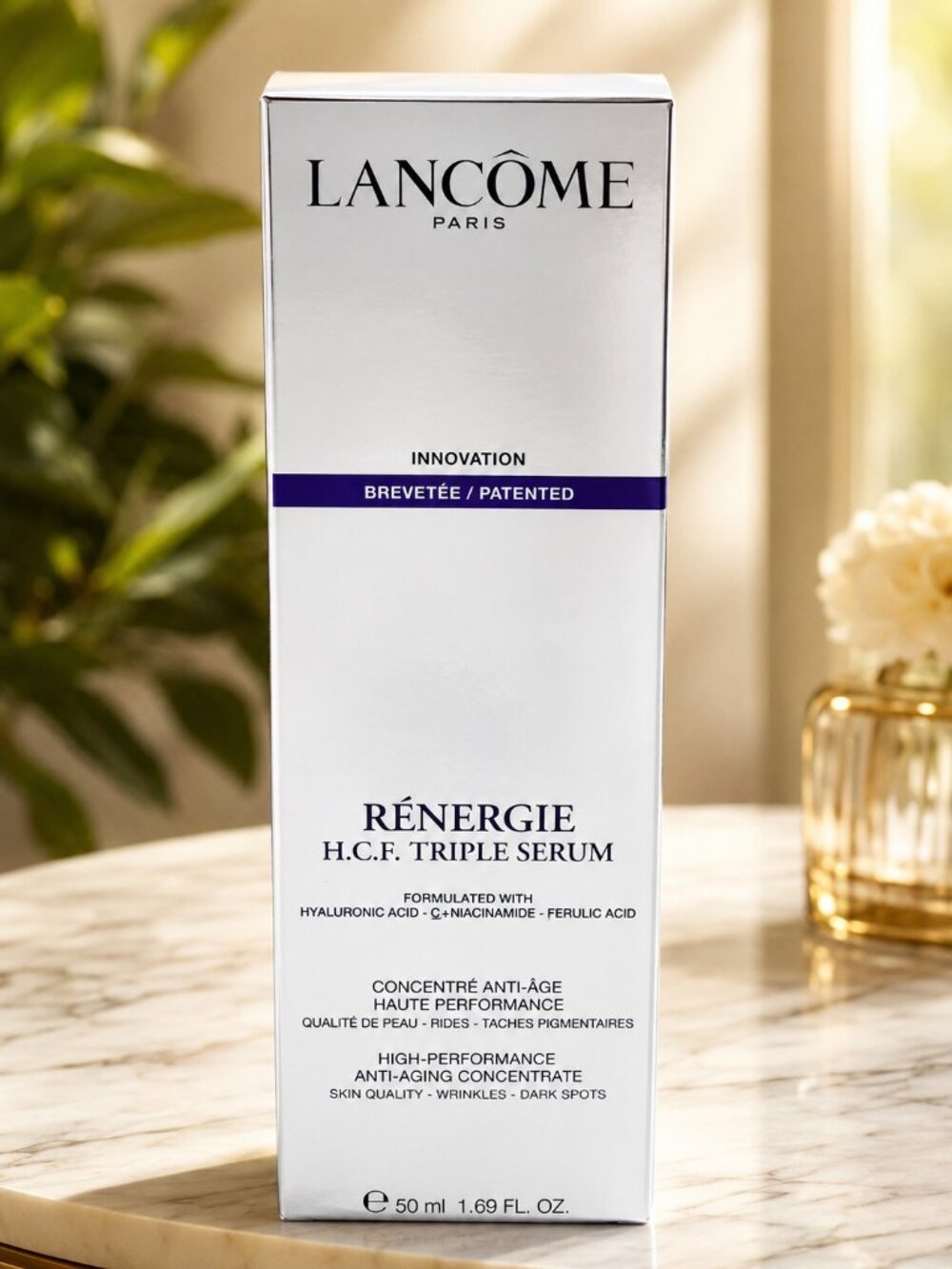 Lancôme Rénergie H.C.F. Triple Serum 50ml / 1.69 oz + Cosmetic Bag NEW